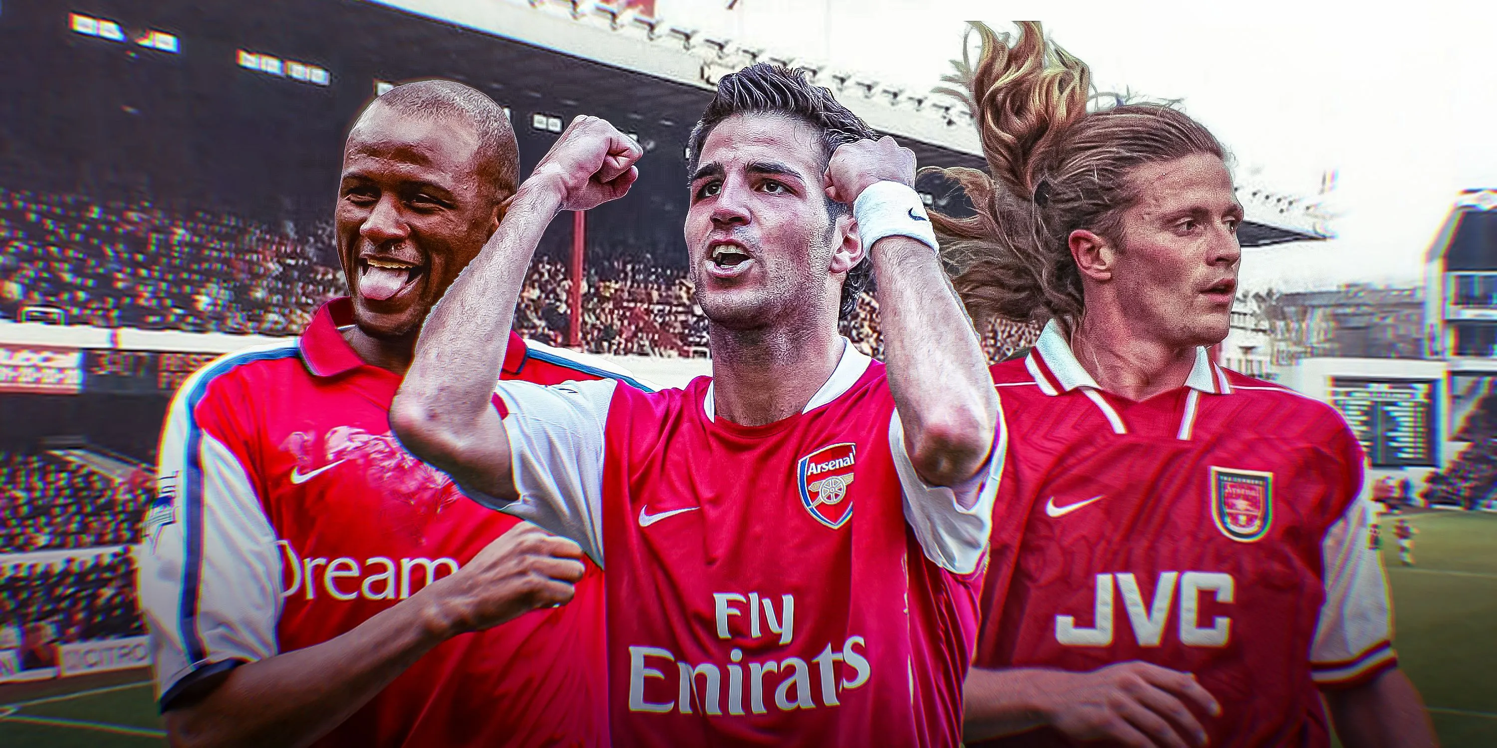 Các tiền vệ huyền thoại Arsenal Patrick Vieira, Cesc Fabregas và Emmanuel Petit