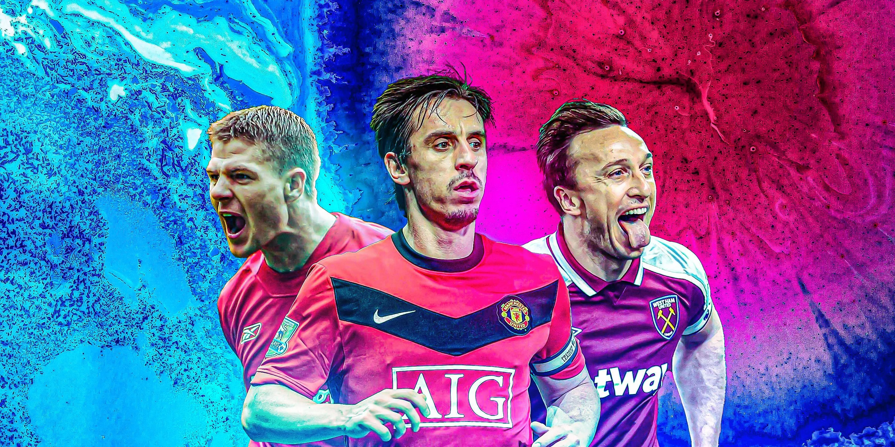 Các cầu thủ biểu tượng sự trung thành: Steven Gerrard (Liverpool), Gary Neville (Man Utd), Mark Noble (West Ham)