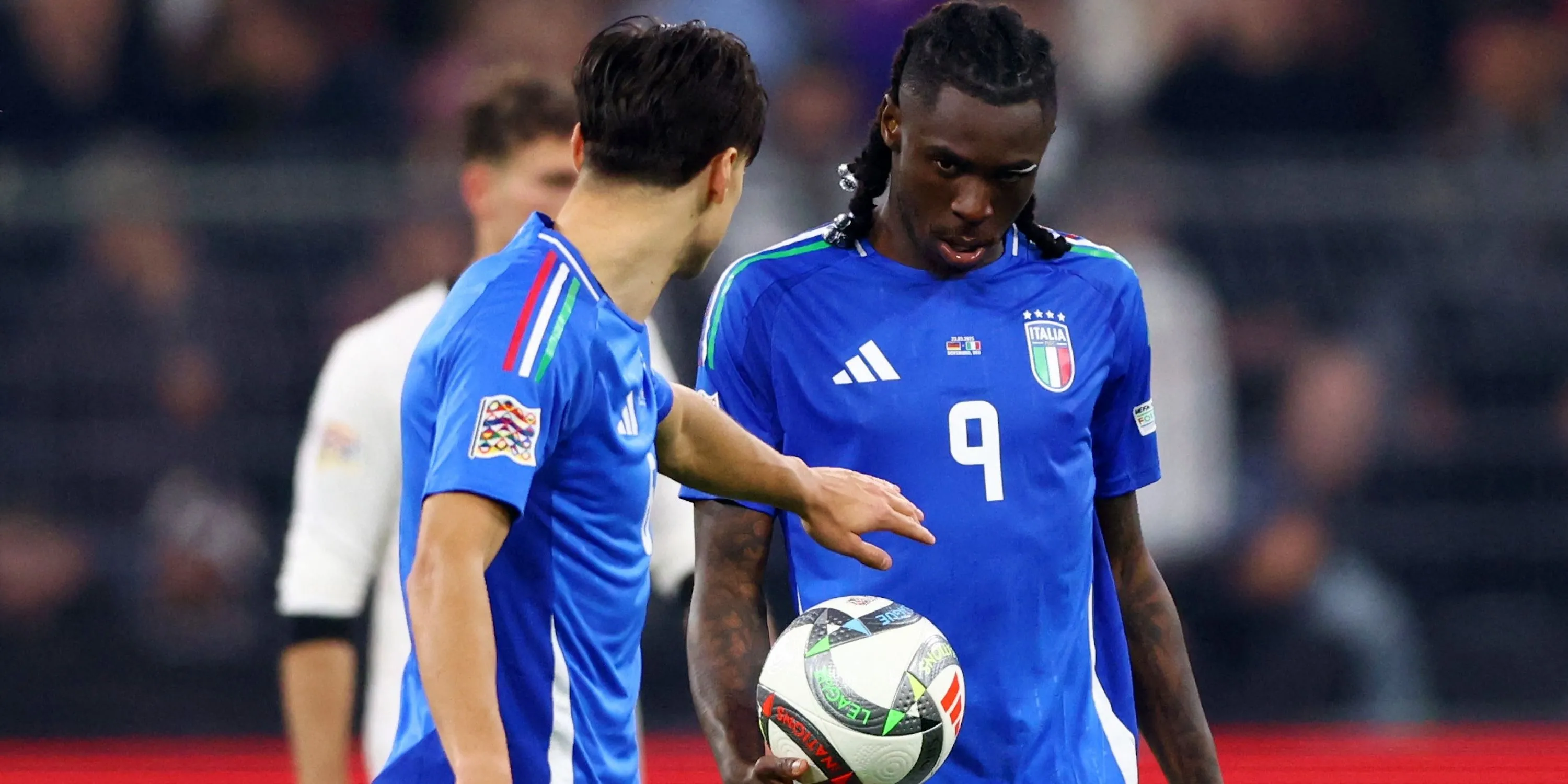 Moise Kean ăn mừng bàn thắng cho đội tuyển Ý, mục tiêu của Newcastle
