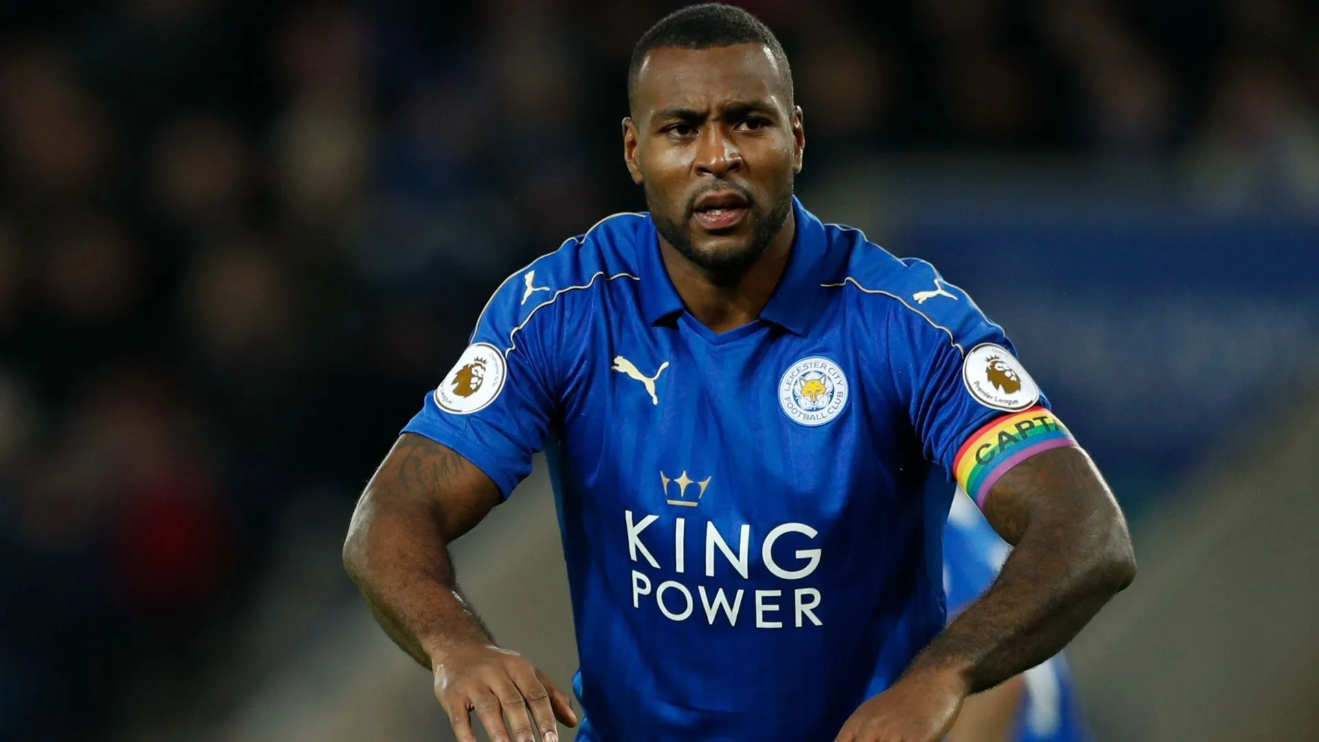 Trung vệ Wes Morgan trong màu áo Leicester City